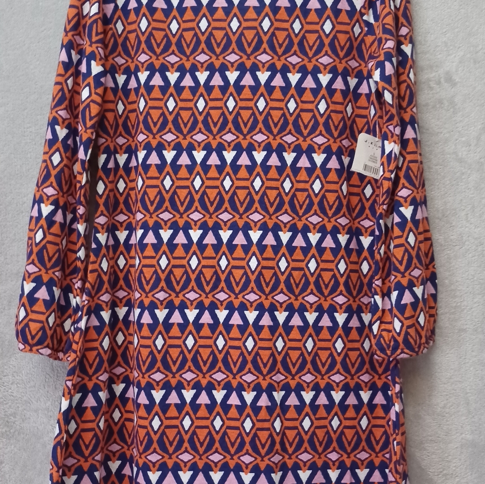 J Khaki Kids Girls Long Sleeve Dress Tangerine December With Blue Bow SZ S